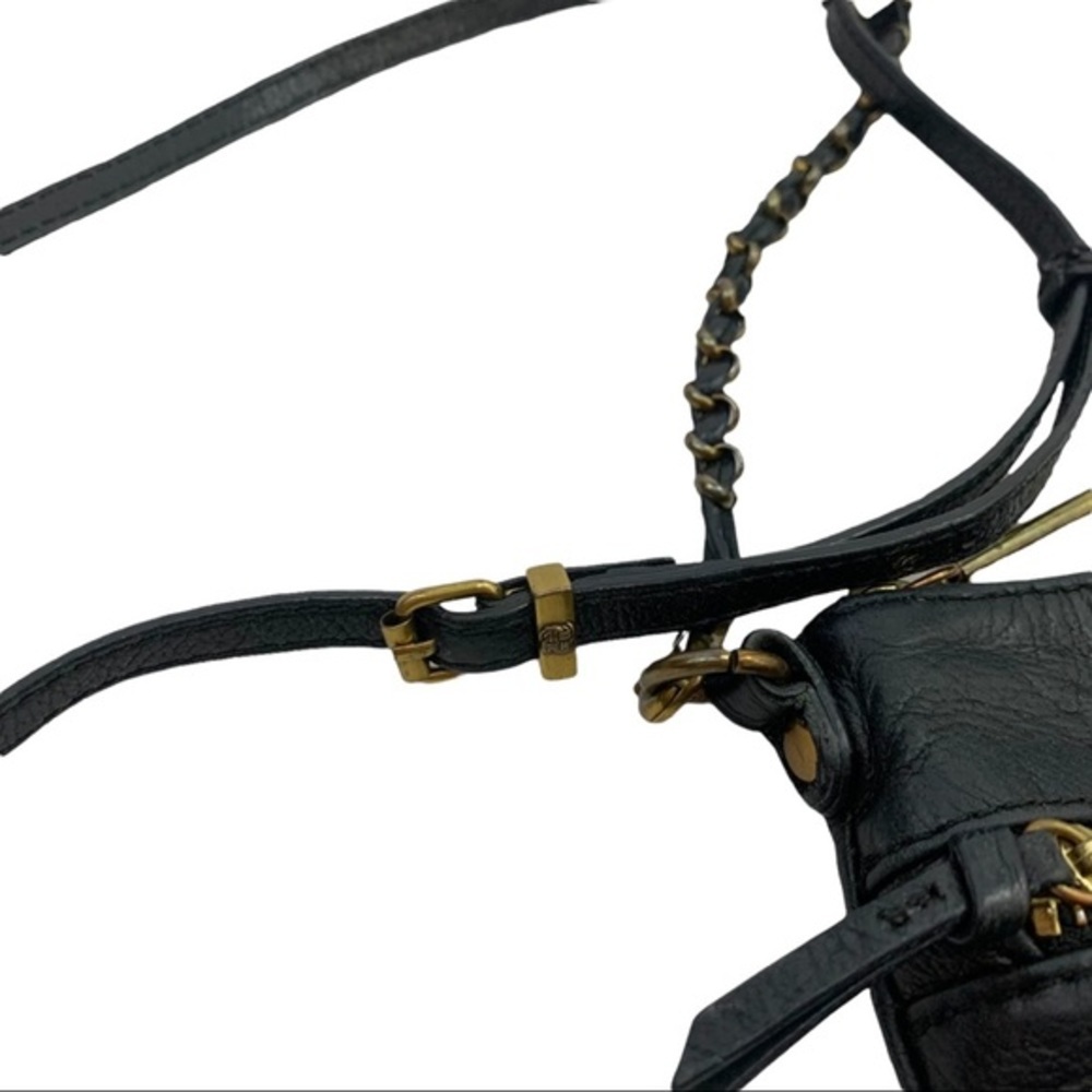 Elliot Luca Black Gold Leather Chain Crossbody Purse Women’s - Picture 8 of 15